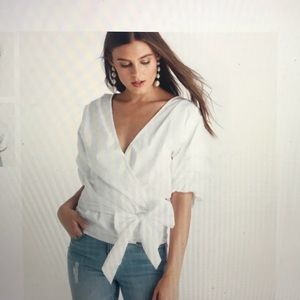 Vince camuto bubble -sleeve belted wrap shirt